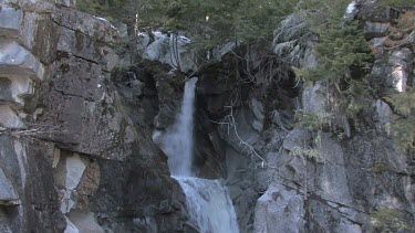 Cascading waterfall in early spring