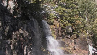 Cascading waterfall in early spring