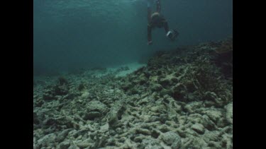 Valerie playing with stone fish, zoom out