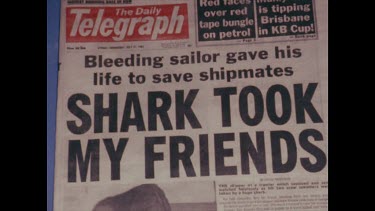 newpaper article, fear of sharks killer sharks