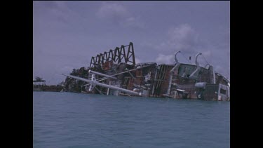 closeup of Malaysia Kita shipwreck in Singapore Harbour