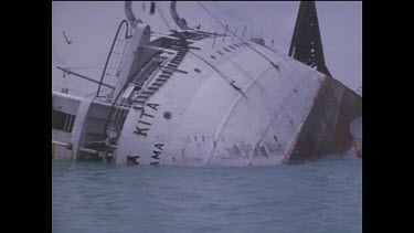 closeup of Malaysia Kita shipwreck in Singapore Harbour