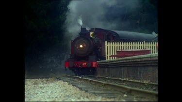 Low Angle. Blue Mountains zigzag railway. Steam train.