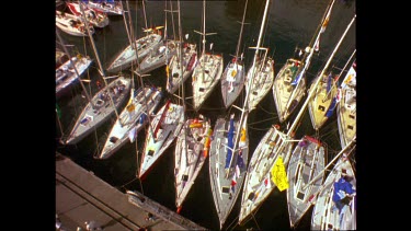 Yachts at Constitution Dock, tilt up to city of Hobart