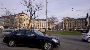 Road Traffic & Blue Tram, Karlsplatz, Munich, Germany