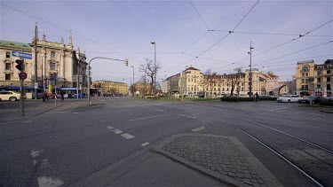 Blue Trams At Junction, Karlsplatz, Munich, Germany