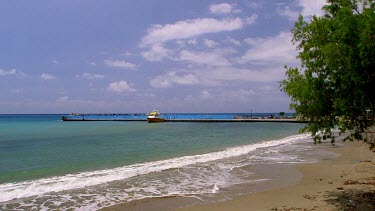 Beach, Boat, Jetty & Mediterranean Sea, Plakias, Crete, Greece