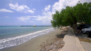 Beach, Boat, Jetty & Mediterranean Sea, Plakias, Crete, Greece