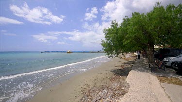 Beach, Boat, Jetty & Mediterranean Sea, Plakias, Crete, Greece