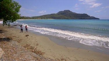 Walking On Mediterranean Beach, Plakias, Crete, Greece