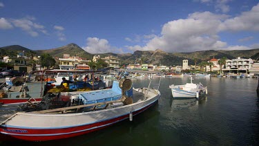 Fishermen & Fishing Boats In Harbour, Elounda, Crete, Greece