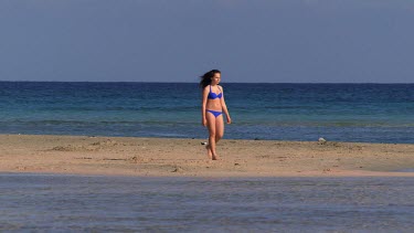Teenage Girl In Blue Bikini, Elafonisi, Crete, Greece