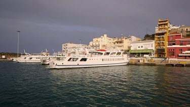 Cruise Boats In Harbour, Agio Nikolaos, Crete, Greece