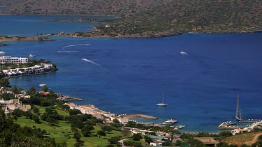 Boats & Waterskiing In Sea, Elounda, Crete, Greece