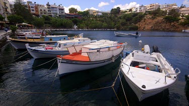 Pleasure Boats On Lake Voulismeni, Agios Nikolaos, Crete, Greece