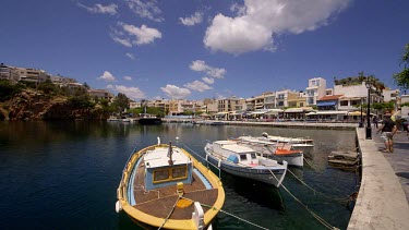 House Boats On Lake Voulismeni, Agios Nikolaos, Crete, Greece