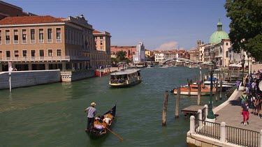 Boats & Gondola On Grand Canal Near Piazzale Roma, Venice, Venezia, Italy