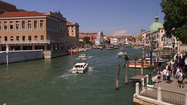 Boats & Gondola On Grand Canal Near Piazzale Roma, Venice, Venezia, Italy
