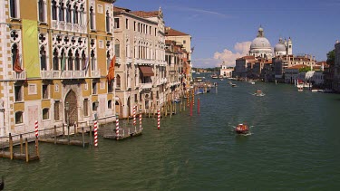 Boats On Grand Canal & Basilica Di Santa Maria Della Salute, Venice, Venezia, Italy