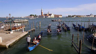 Gondolas & San Giorgio Maggiore, Venice, Venezia, Italy