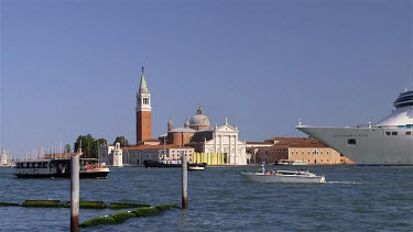 Cruise Ship, Boats & San Giorgio Maggiore, Laguna Veneta, Venice, Italy