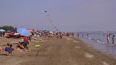 Tourists & Locals On Beach, Lido, Venice, Italy