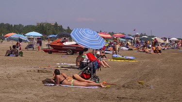 Tourists & Locals On Beach, Lido, Venice, Italy