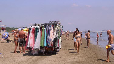 Shawl Stall On Beach, Lido, Venice, Italy