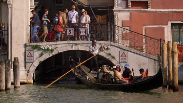 Gondolas & Low Bridge, Rialto, Grand Canal, Venice, Italy