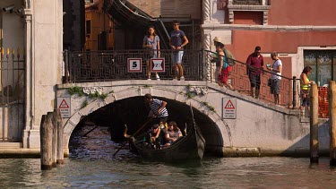 Gondolas & Low Bridge, Rialto, Grand Canal, Venice, Italy