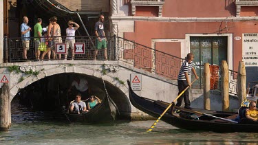 Gondolas & Low Bridge, Rialto, Grand Canal, Venice, Italy