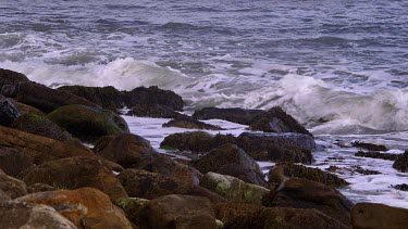 Rocks, Waves & Surf, North Sea, Scarborough, North Yorkshire, England, United Kingdom