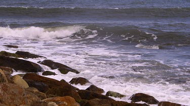 Waves, Surf & Rocks, North Sea, Scarborough, North Yorkshire, England, United Kingdom