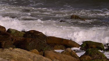 Rocks, Waves & Surf, North Sea, Scarborough, North Yorkshire, England, United Kingdom