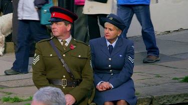 1940'S British Male Army Sergeant & Raf Corporal Woman Reenactors, Pickering, North Yorkshire, England