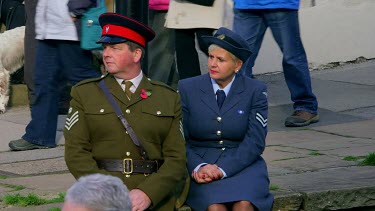 1940'S British Male Army Sergeant & Raf Corporal Woman Reenactors, Pickering, North Yorkshire, England