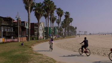 Cycle Path & Venice Boardwalk, Venice Beach, Venice, California, Usa