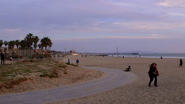 Cycle Path & Venice Boardwalk, Venice Beach, Venice, California, Usa