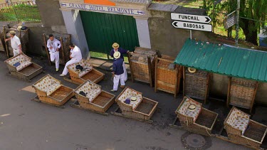 Sleigh Ride Drivers Wait For Tourists, Monte, Funchal, Madeira, Portugal