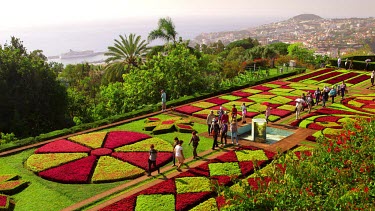 Tourists Walk Through Formal Gardens, Jardim Botanico, Funchal, Madeira, Portugal