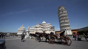 Horse & Cart, Leaning Tower, St. Mary Cathedral & The Baptistery, Pisa, Tuscany, Italy