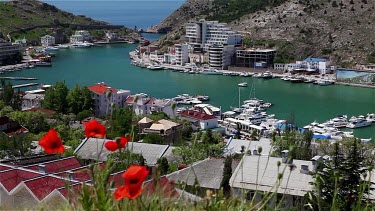 Bay, Harbour & Red Poppies, Balaklava, Criema, Ukraine