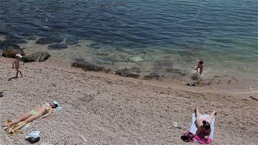 Women & Children On Beach, Balaklava, Criema, Ukraine