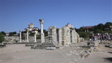 Ancient Ruins & Saint Vladimir Cathedral, Chersones,Sevastopol, Crimea, Ukraine