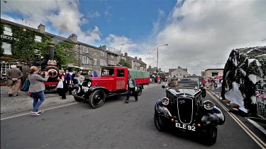 Austin 7 Car & Red Lorry, Leyburn, North Yorkshire, England