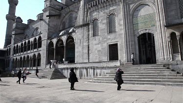 People Arriving At Blue Mosque, Sultanahmet, Istanbul, Turkey