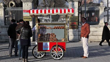 Simit Seller At Haghia Sophia, Sultanahmet, Istanbul, Turkey