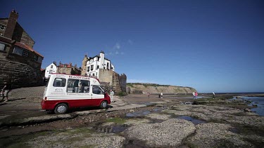 Beacon Farm Ice Cream Van On Slipway, Robin Hood'S Bay, North Yorkshire, England