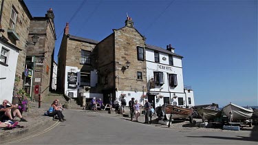 The Bay Hotel, Fishing Boats & Slipway, Robin Hood'S Bay, North Yorkshire, England