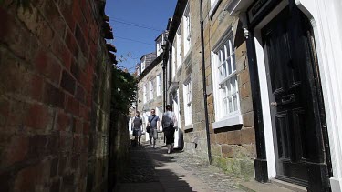 Narrow Cobbled Streets, Robin Hood'S Bay, North Yorkshire, England